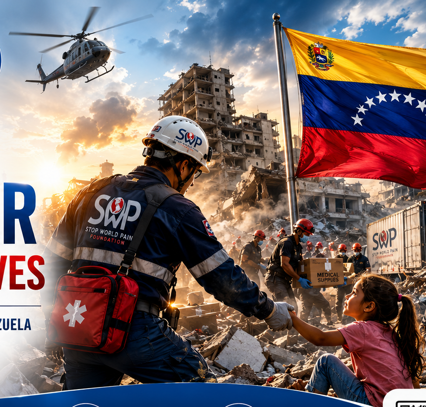 SWP rescue worker helping child in Venezuela earthquake