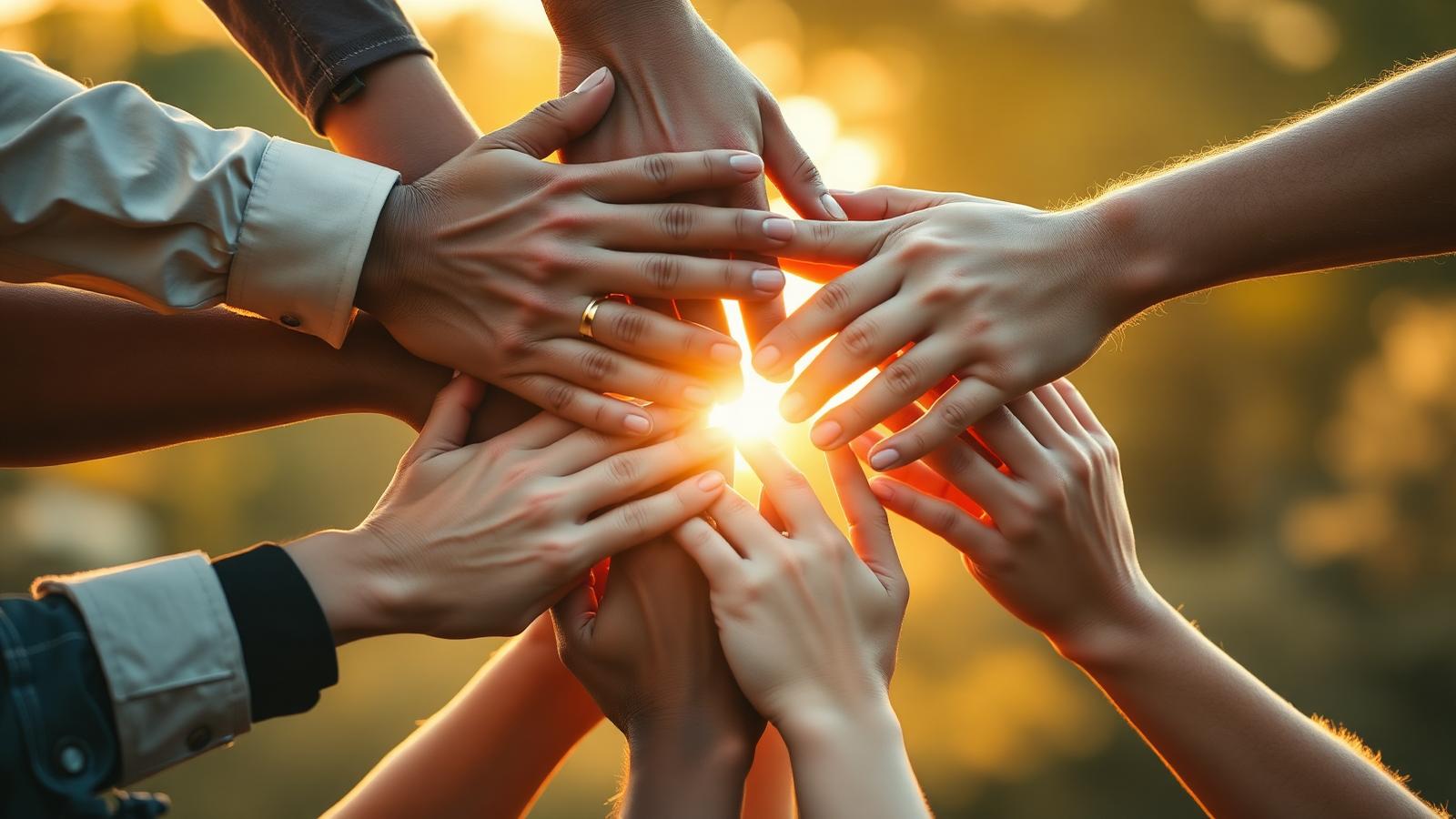 Stacked hands unity